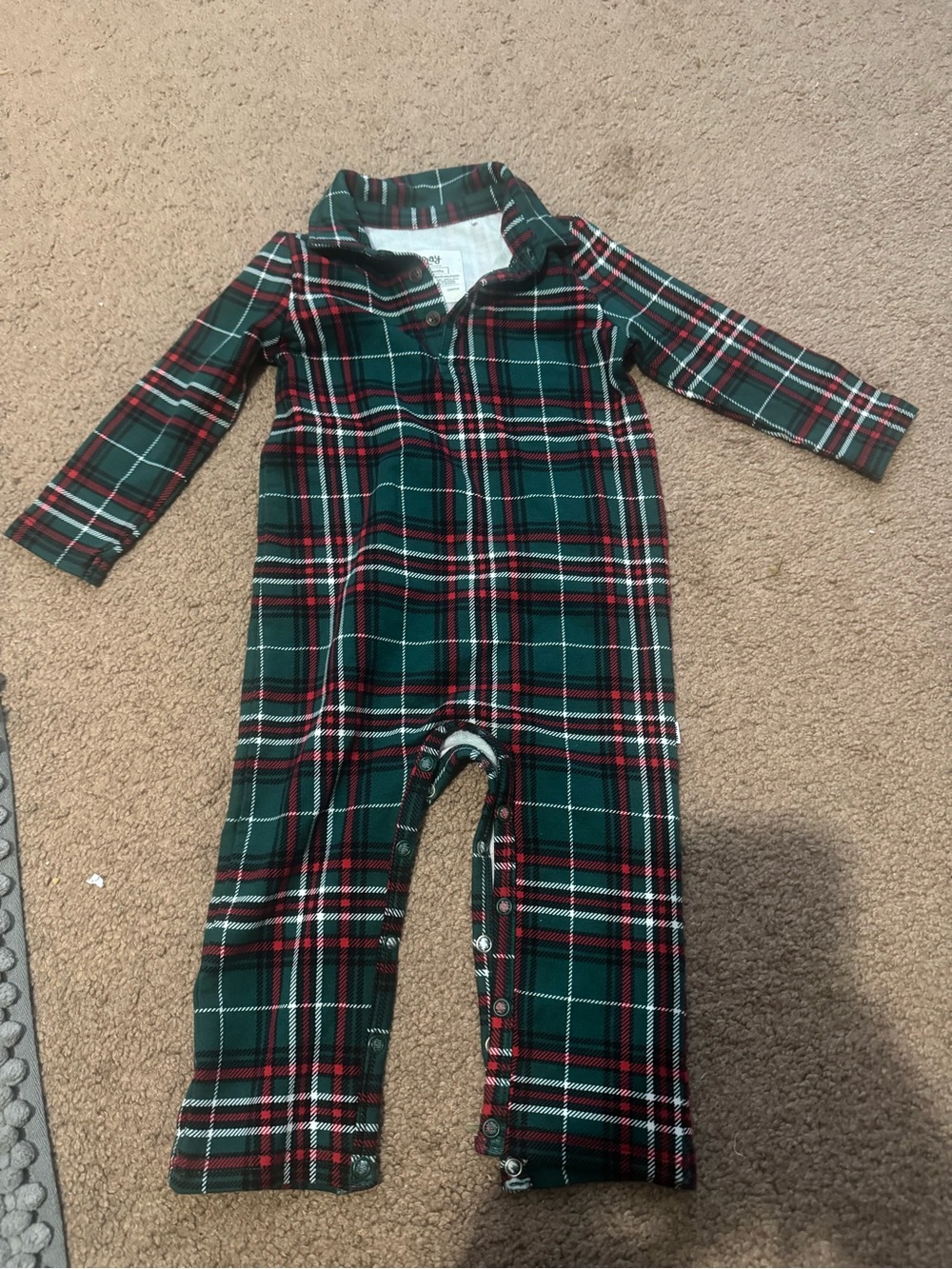 Little Sleepies Green Red Plaid One-Piece Bodysuit